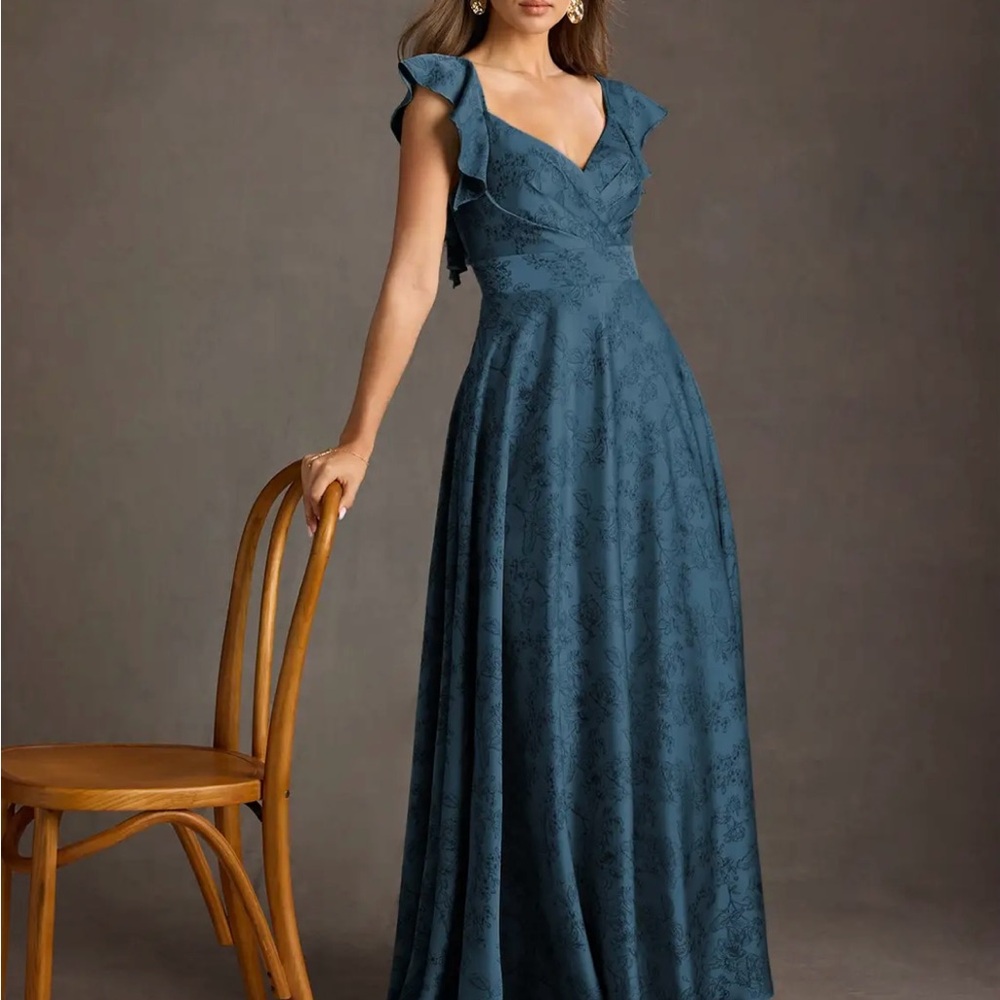 Blue Satin Formal Gown